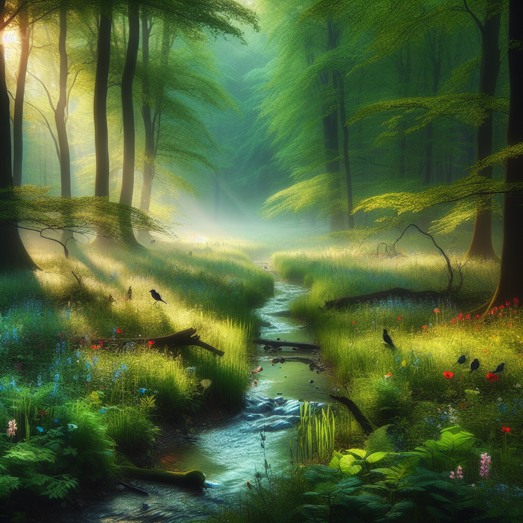Tranquil Forest Glade at Dawn